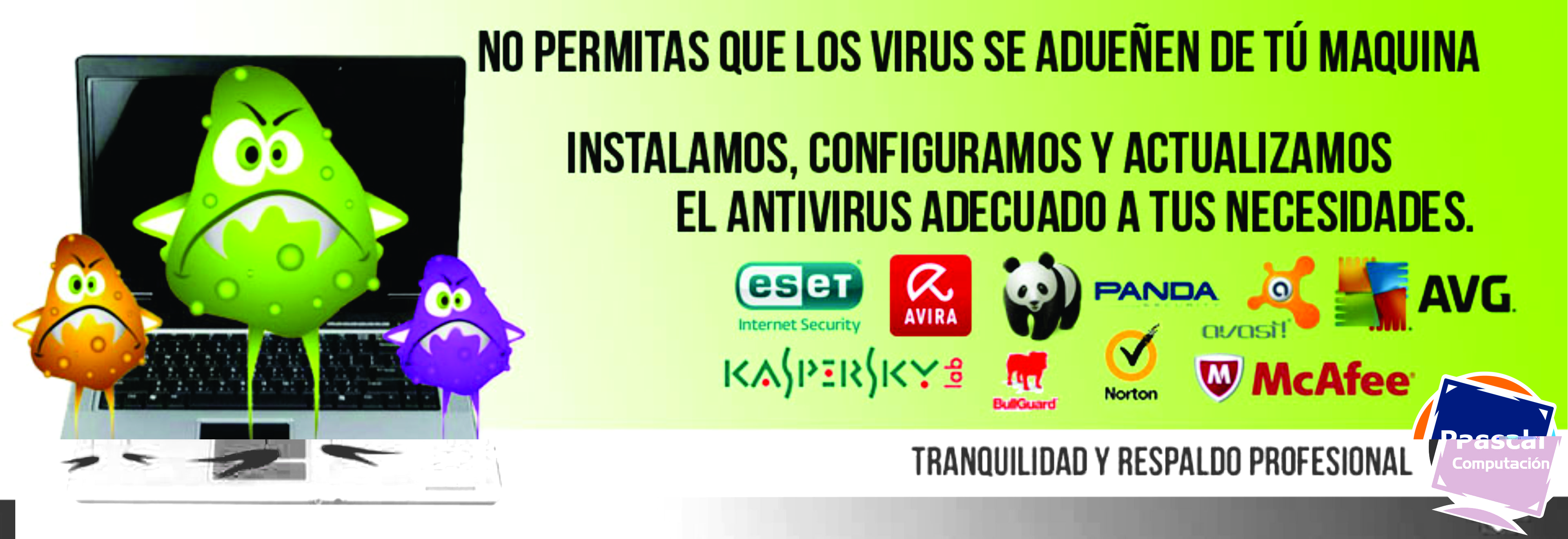 eliminar virus e instalar antivirus actualizar servicio tecnico de pc